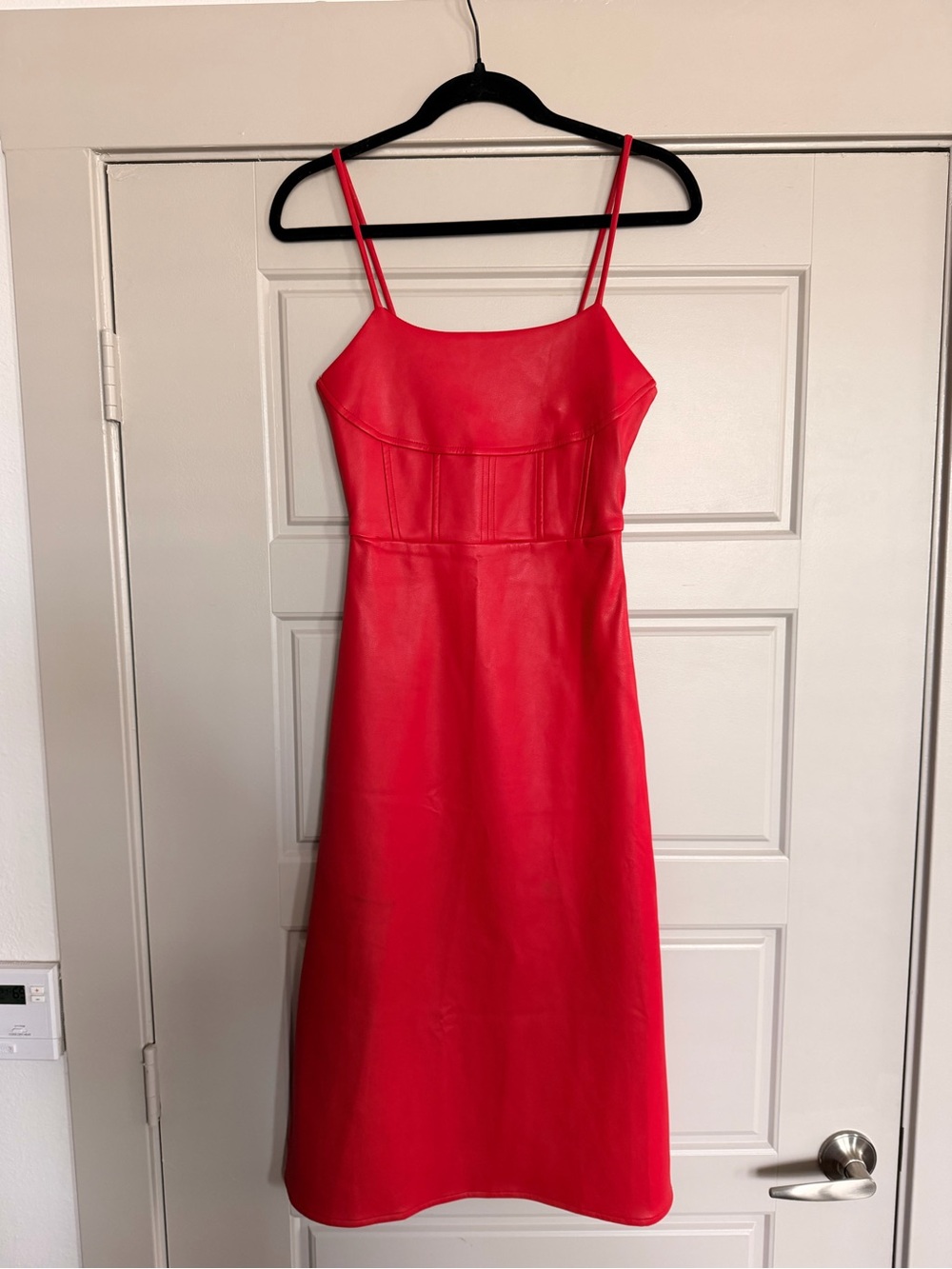 Red Faux Leather Vici Dress